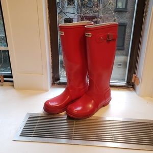 Hunter rain boots - red glossy size 7M/8F or EU 39